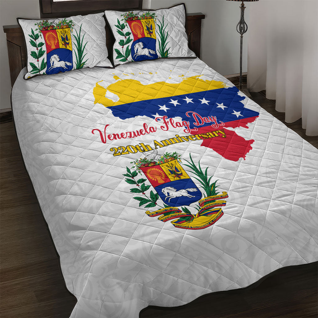 Venezuela Flag Day 220th Anniversary Quilt Bed Set Patriotic Map Coat Of Arms Subtle