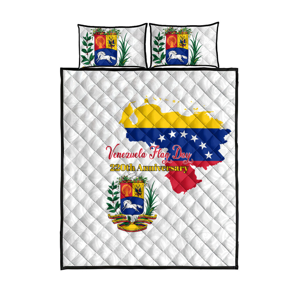 Venezuela Flag Day 220th Anniversary Quilt Bed Set Patriotic Map Coat Of Arms Subtle