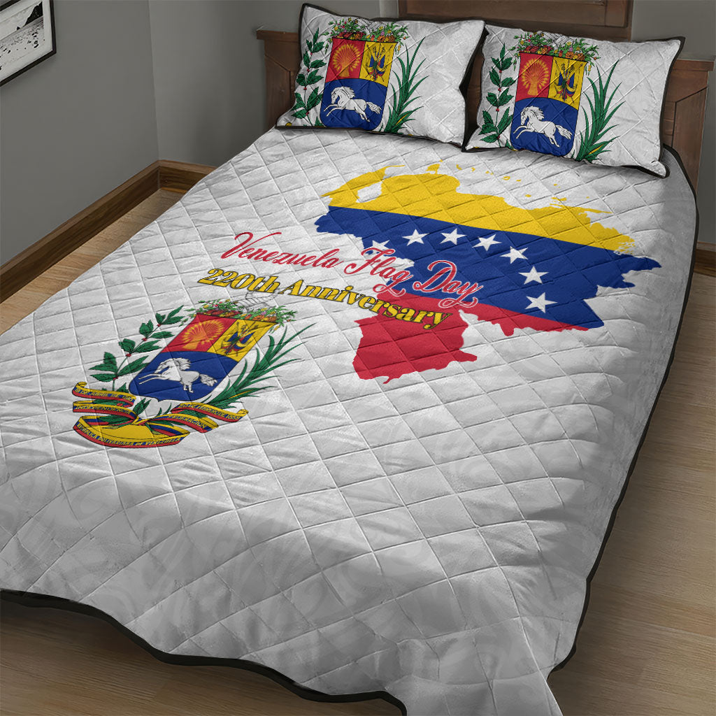 Venezuela Flag Day 220th Anniversary Quilt Bed Set Patriotic Map Coat Of Arms Subtle
