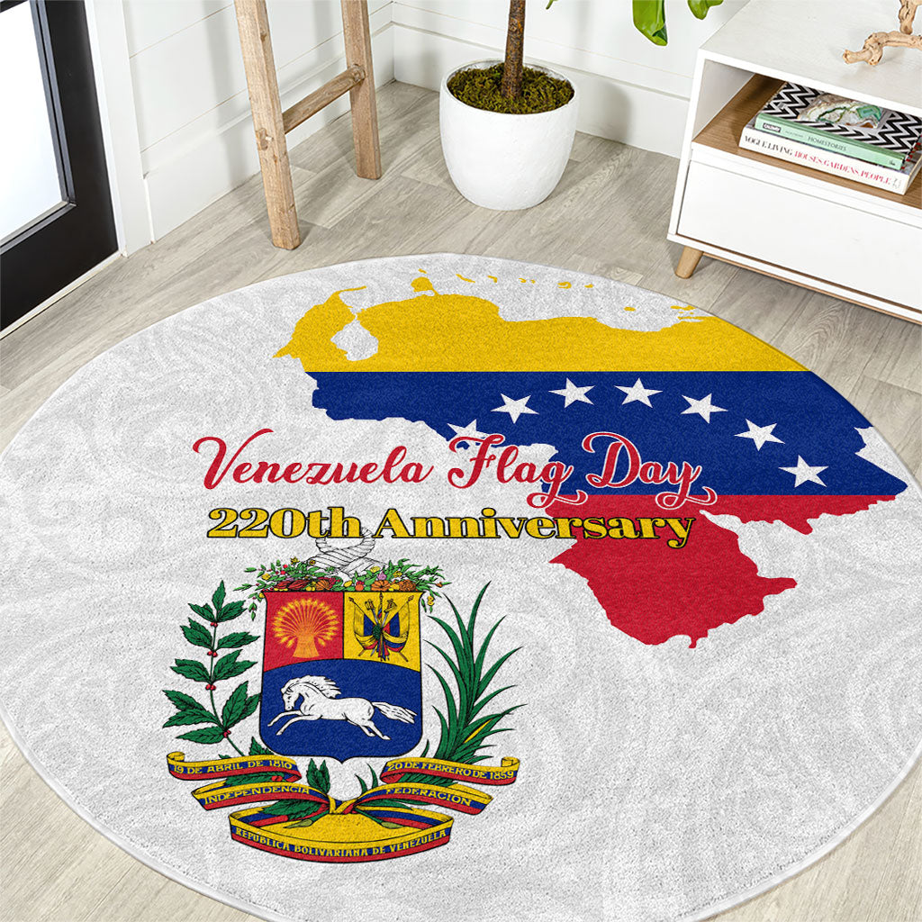 Venezuela Flag Day 220th Anniversary Round Carpet Patriotic Map Coat Of Arms Subtle