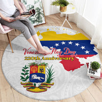 Venezuela Flag Day 220th Anniversary Round Carpet Patriotic Map Coat Of Arms Subtle