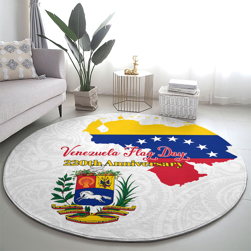 Venezuela Flag Day 220th Anniversary Round Carpet Patriotic Map Coat Of Arms Subtle