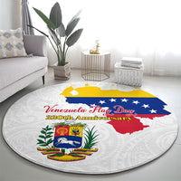 Venezuela Flag Day 220th Anniversary Round Carpet Patriotic Map Coat Of Arms Subtle
