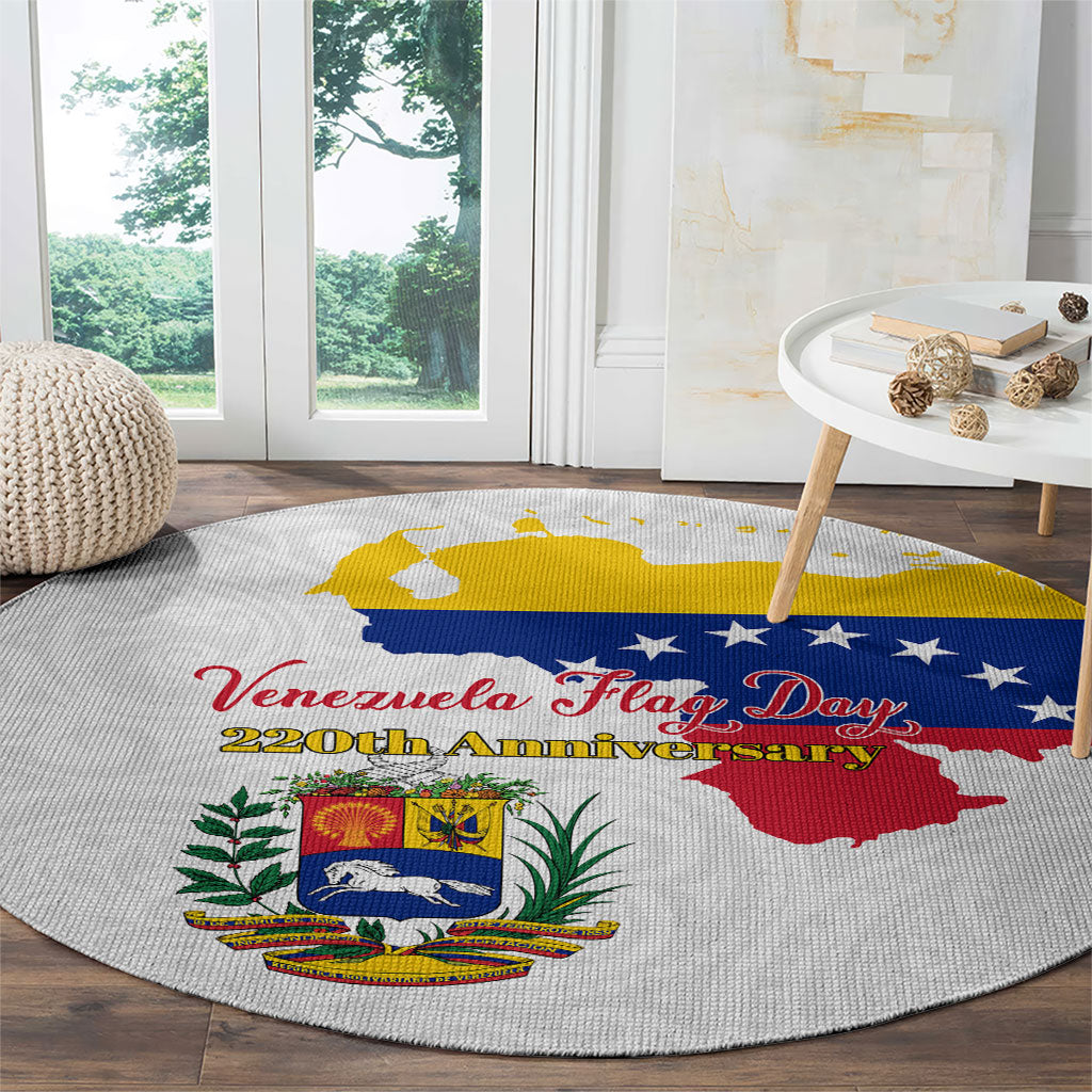 Venezuela Flag Day 220th Anniversary Round Carpet Patriotic Map Coat Of Arms Subtle