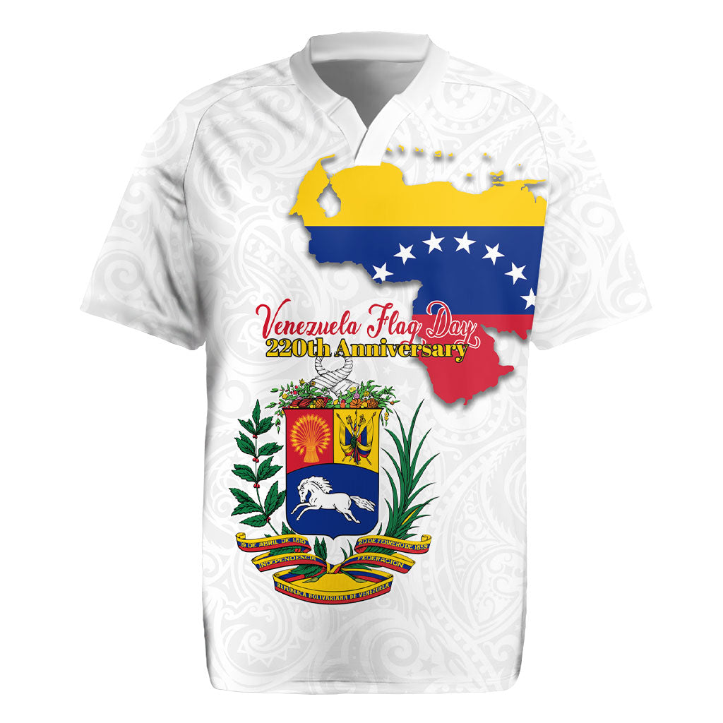 Venezuela Flag Day 220th Anniversary Rugby Jersey Patriotic Map Coat Of Arms Subtle