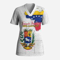 Venezuela Flag Day 220th Anniversary Scrub Top Patriotic Map Coat Of Arms Subtle
