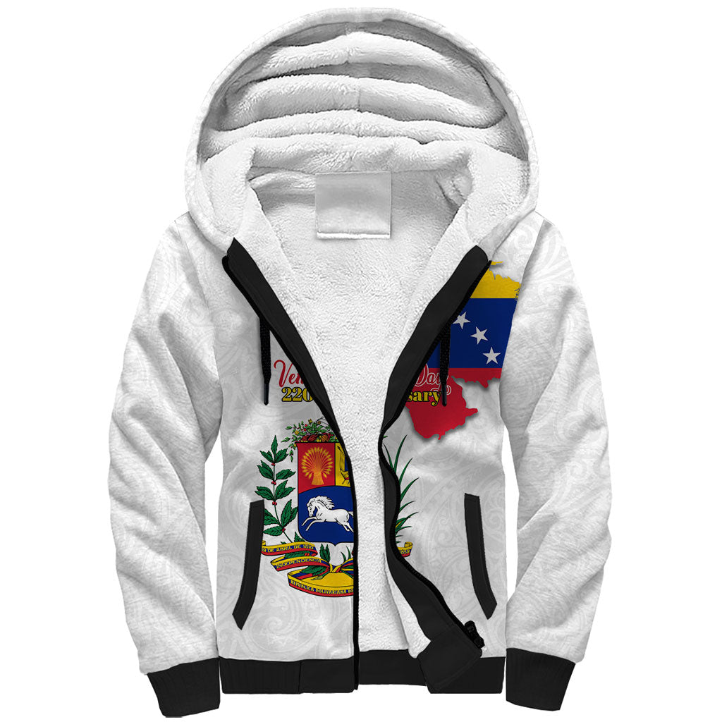 Venezuela Flag Day 220th Anniversary Sherpa Hoodie Patriotic Map Coat Of Arms Subtle