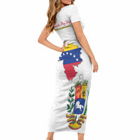 Venezuela Flag Day 220th Anniversary Short Sleeve Bodycon Dress Patriotic Map Coat Of Arms Subtle