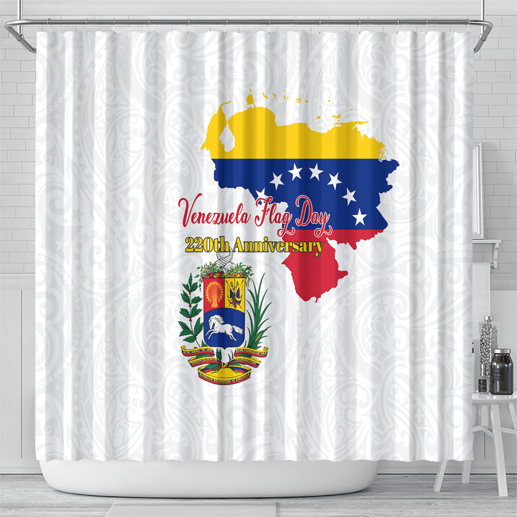 Venezuela Flag Day 220th Anniversary Shower Curtain Patriotic Map Coat Of Arms Subtle
