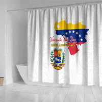Venezuela Flag Day 220th Anniversary Shower Curtain Patriotic Map Coat Of Arms Subtle