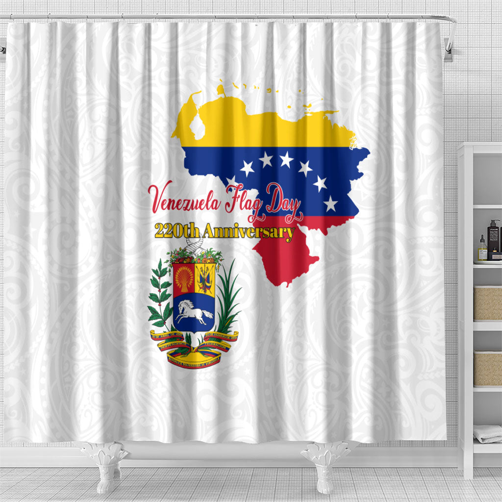 Venezuela Flag Day 220th Anniversary Shower Curtain Patriotic Map Coat Of Arms Subtle