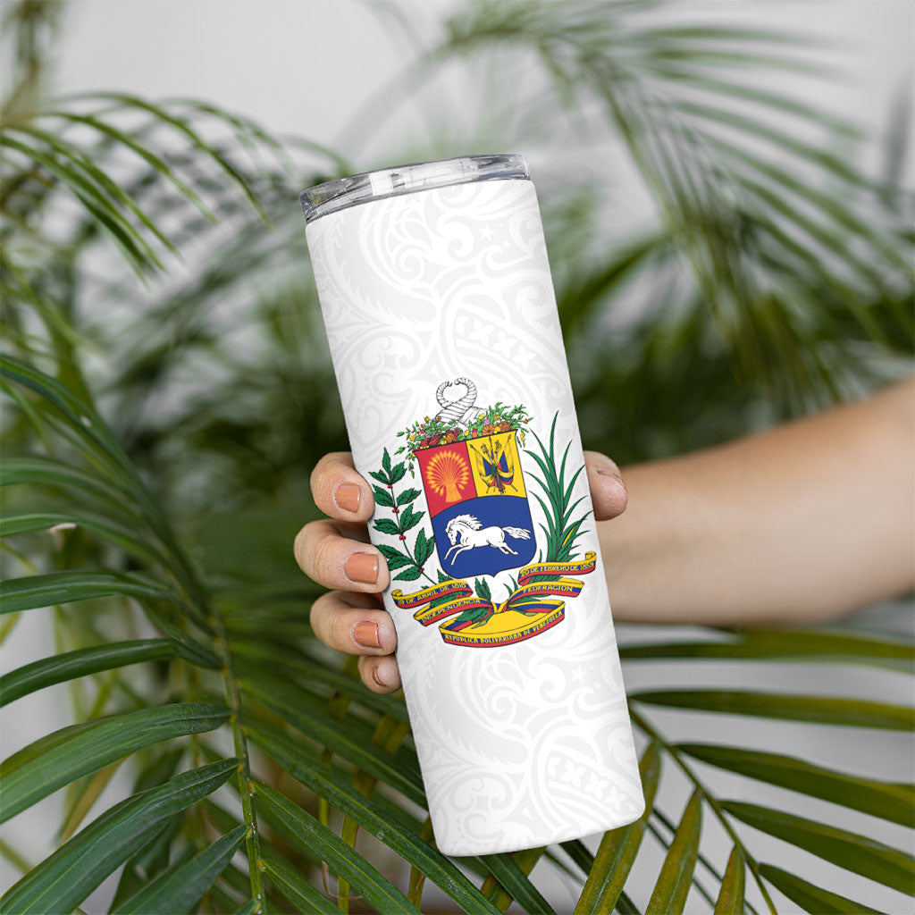 Venezuela Flag Day 220th Anniversary Skinny Tumbler Patriotic Map Coat Of Arms Subtle