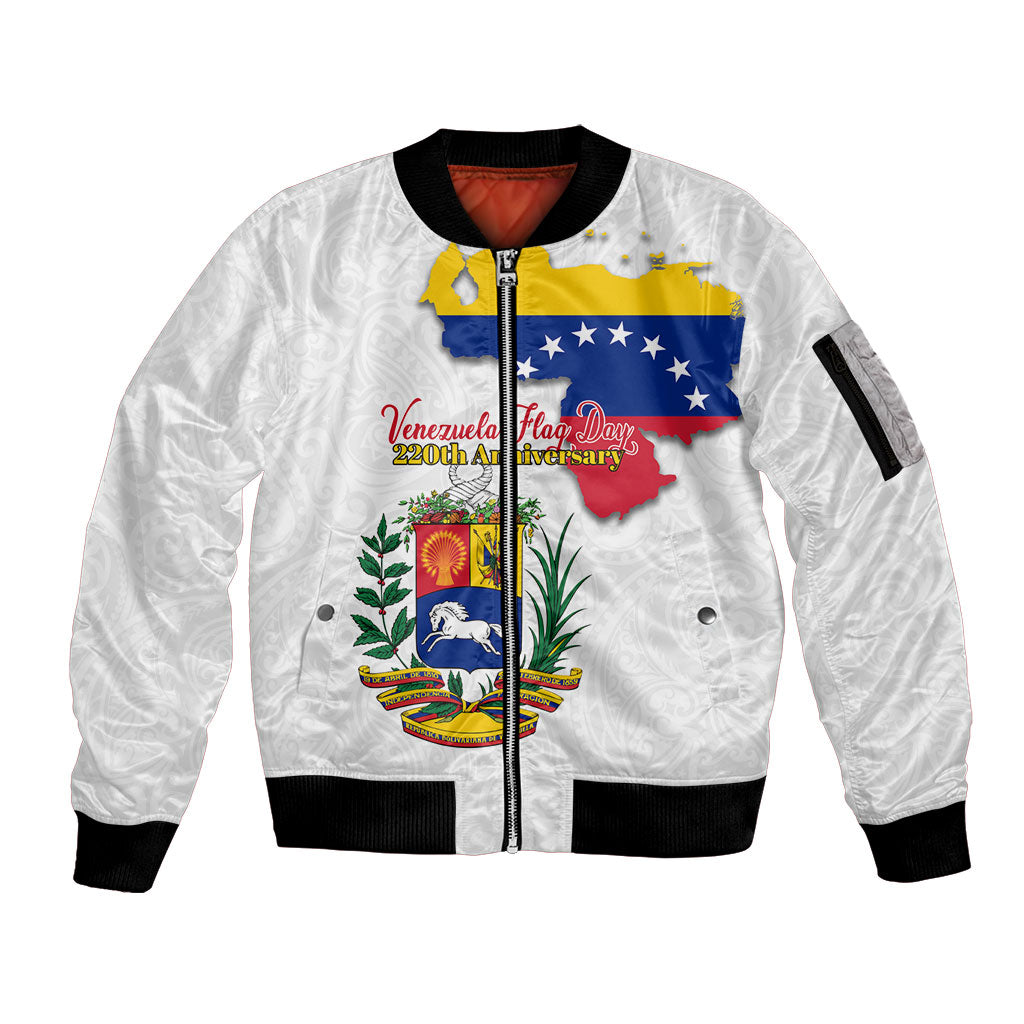 Venezuela Flag Day 220th Anniversary Sleeve Zip Bomber Jacket Patriotic Map Coat Of Arms Subtle