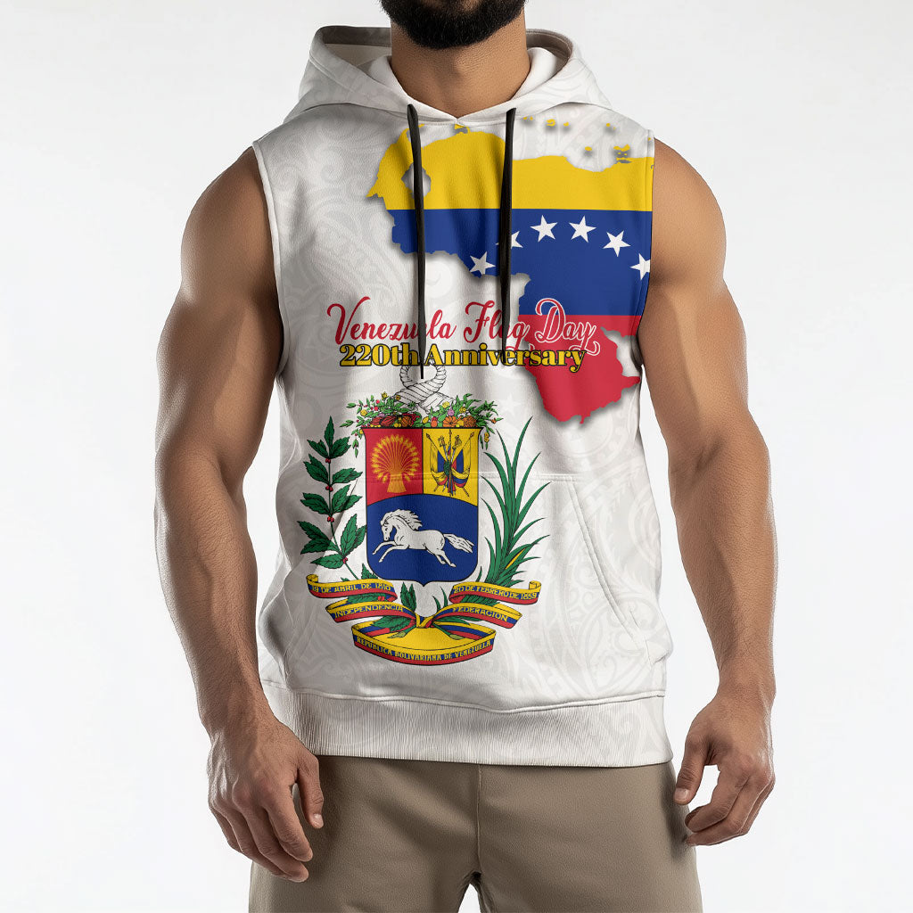 Venezuela Flag Day 220th Anniversary Sleeveless Hoodie Patriotic Map Coat Of Arms Subtle