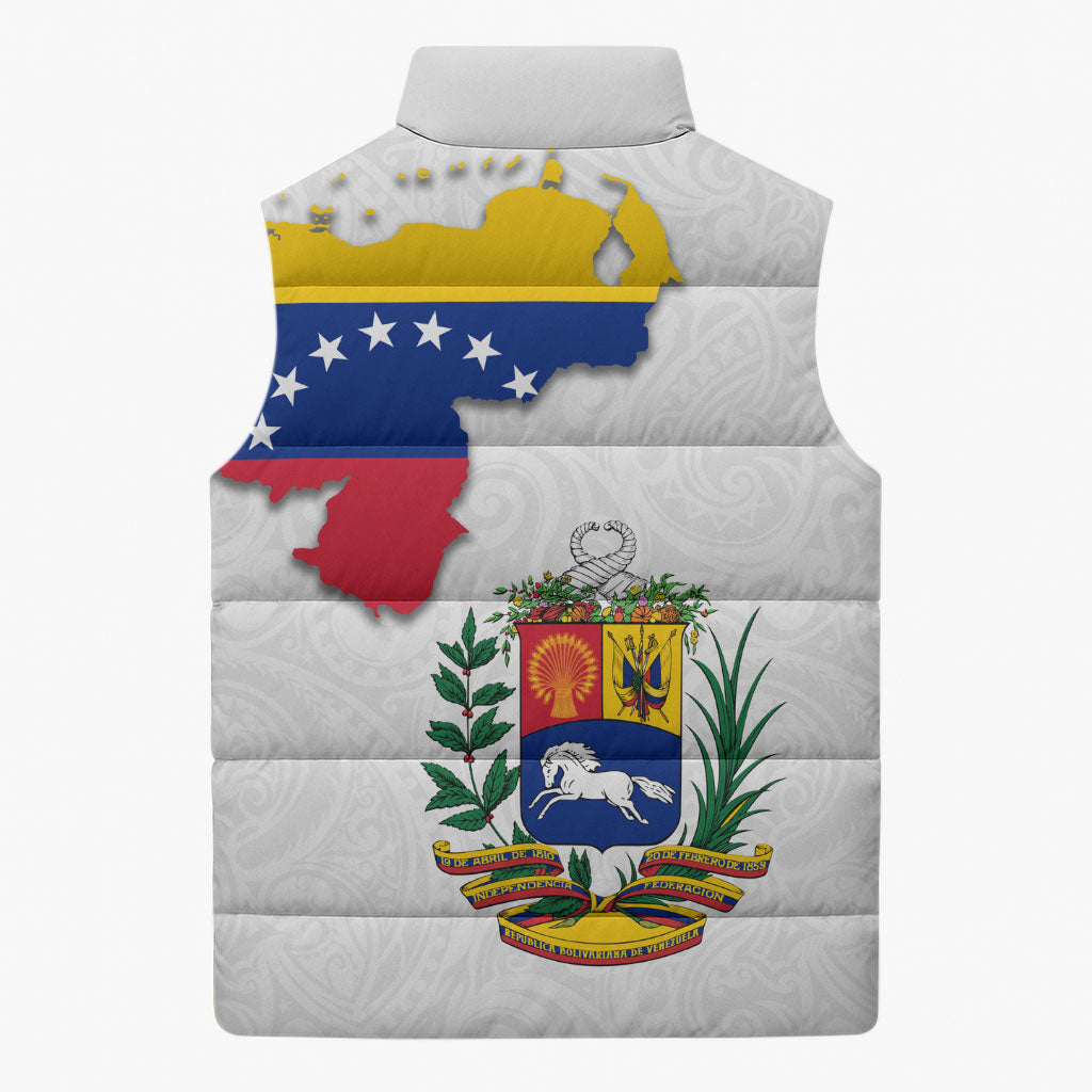 Venezuela Flag Day 220th Anniversary Sleeveless Puffer Jacket Patriotic Map Coat Of Arms Subtle