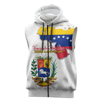 Venezuela Flag Day 220th Anniversary Sleeveless Zip Hoodie Patriotic Map Coat Of Arms Subtle