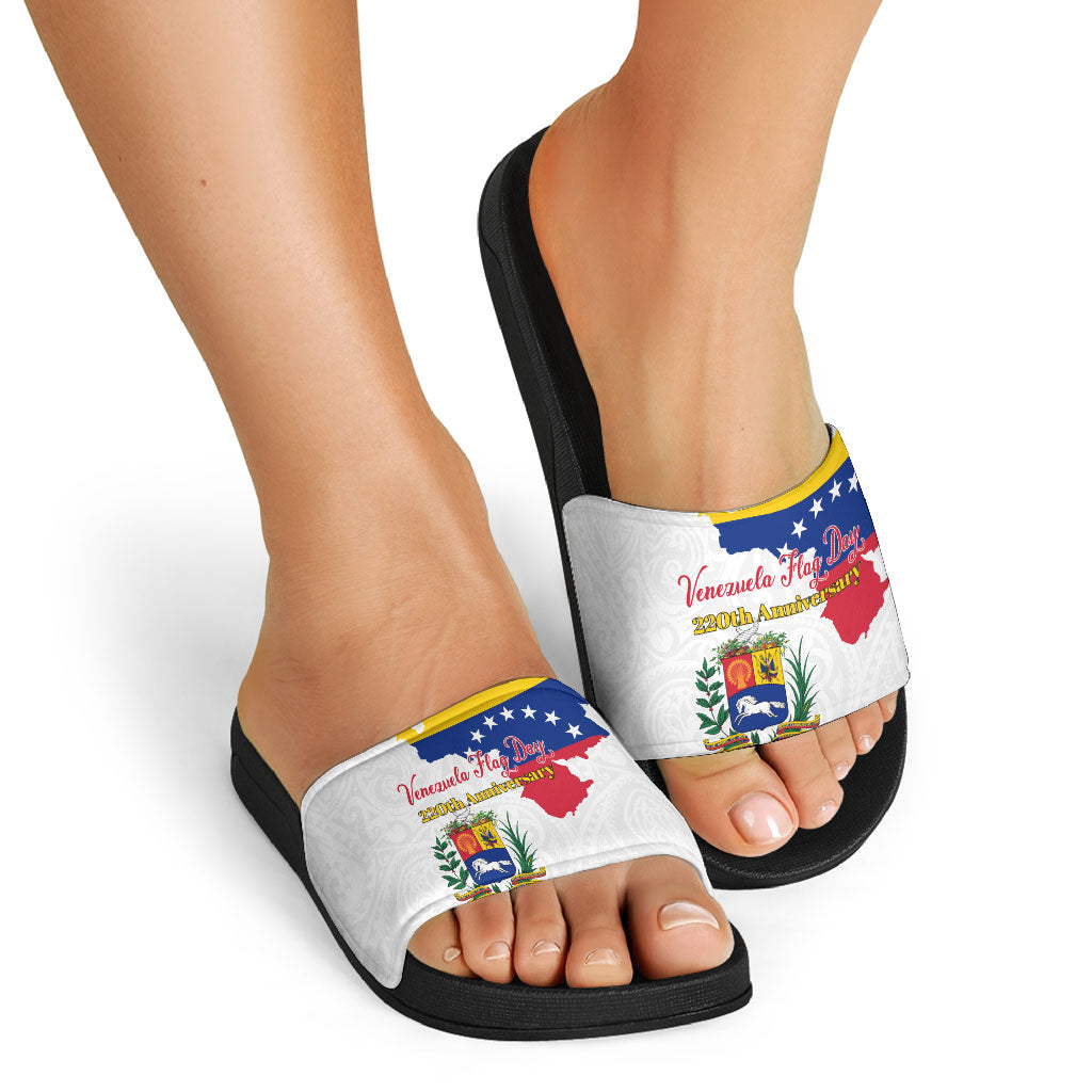 Venezuela Flag Day 220th Anniversary Slide Sandals Patriotic Map Coat Of Arms Subtle