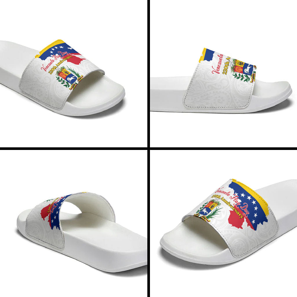 Venezuela Flag Day 220th Anniversary Slide Sandals Patriotic Map Coat Of Arms Subtle
