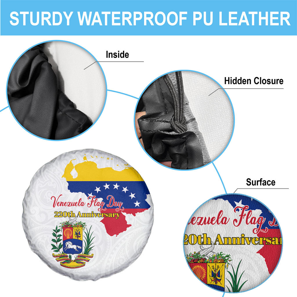 Venezuela Flag Day 220th Anniversary Spare Tire Cover Patriotic Map Coat Of Arms Subtle