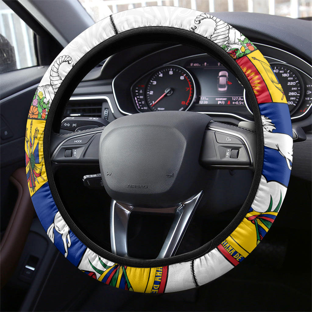 Venezuela Flag Day 220th Anniversary Steering Wheel Cover Patriotic Map Coat Of Arms Subtle
