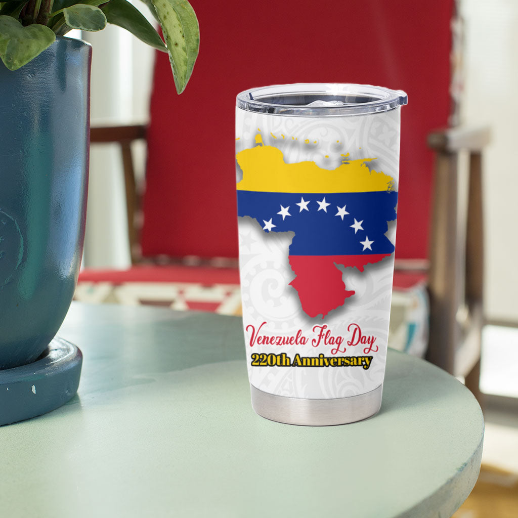 Venezuela Flag Day 220th Anniversary Tumbler Cup Patriotic Map Coat Of Arms Subtle