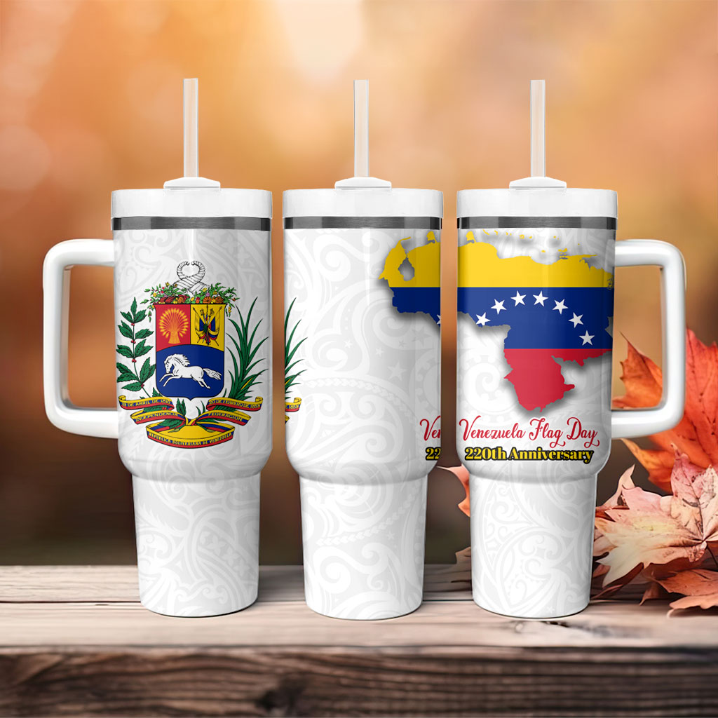 Venezuela Flag Day 220th Anniversary Tumbler With Handle Patriotic Map Coat Of Arms Subtle