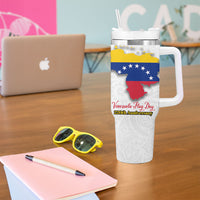 Venezuela Flag Day 220th Anniversary Tumbler With Handle Patriotic Map Coat Of Arms Subtle