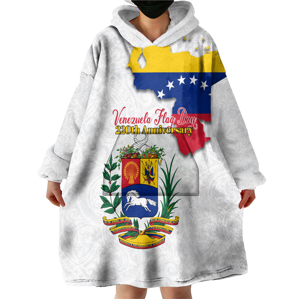 Venezuela Flag Day 220th Anniversary Wearable Blanket Hoodie Patriotic Map Coat Of Arms Subtle