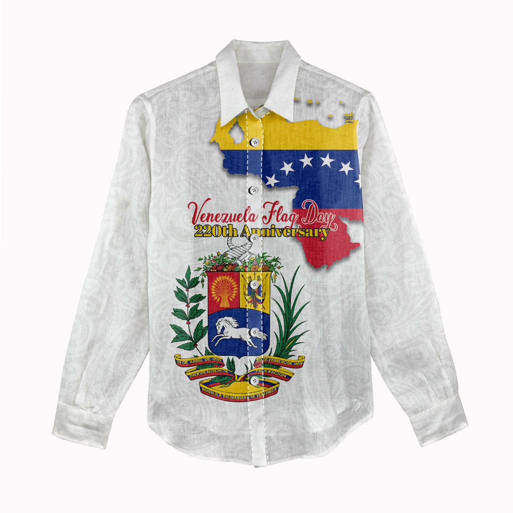 Venezuela Flag Day 220th Anniversary Women Casual Shirt Patriotic Map Coat Of Arms Subtle