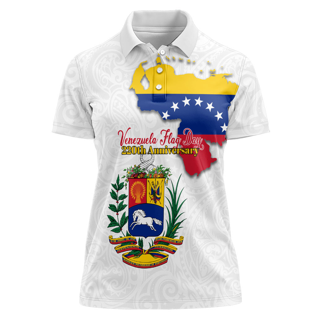Venezuela Flag Day 220th Anniversary Women Polo Shirt Patriotic Map Coat Of Arms Subtle