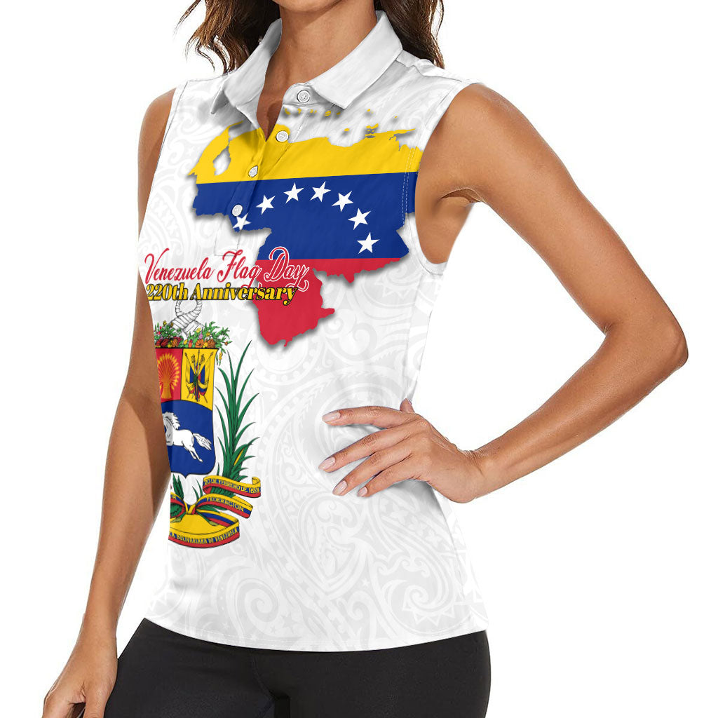 Venezuela Flag Day 220th Anniversary Women Sleeveless Polo Shirt Patriotic Map Coat Of Arms Subtle