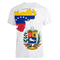 Venezuela Flag Day 220th Anniversary Women V-Neck T-Shirt Patriotic Map Coat Of Arms Subtle