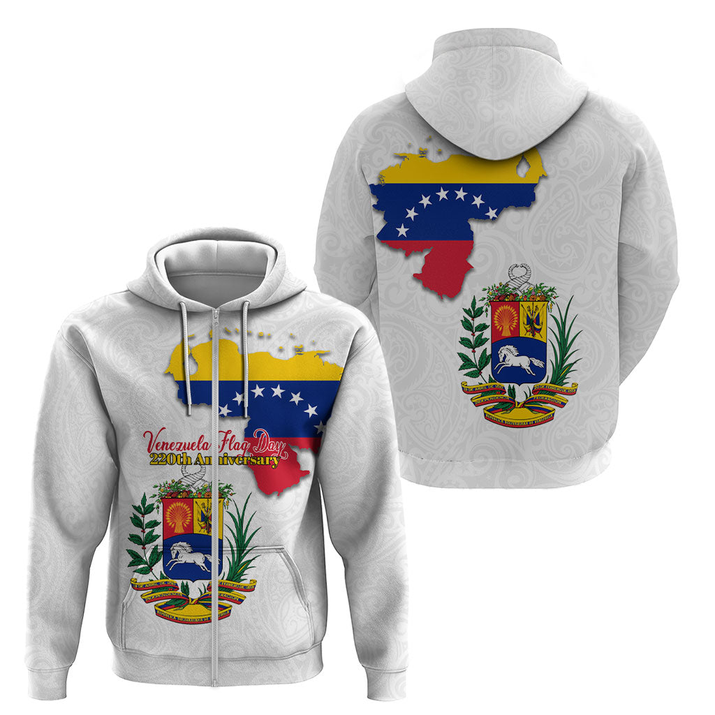 Venezuela Flag Day 220th Anniversary Zip Hoodie Patriotic Map Coat Of Arms Subtle