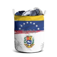 Venezuela Flag Day Laundry Basket 220th Anniversary Coat Of Arms Palm Tree Silhouette