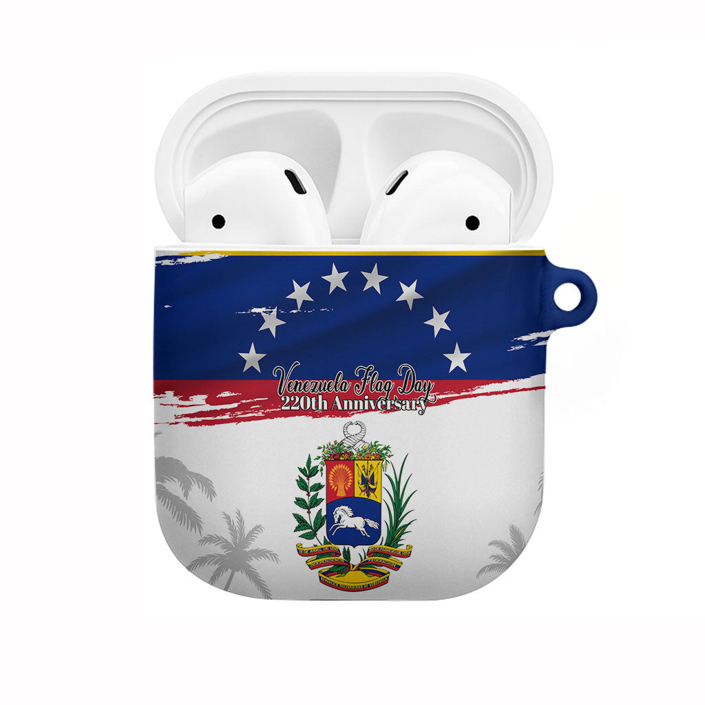 Venezuela Flag Day AirPods Case 220th Anniversary Coat Of Arms Palm Tree Silhouette