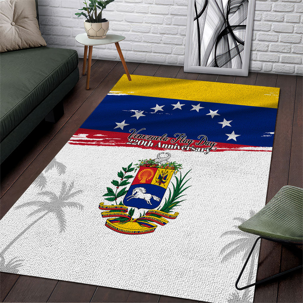 Venezuela Flag Day Area Rug 220th Anniversary Coat Of Arms Palm Tree Silhouette