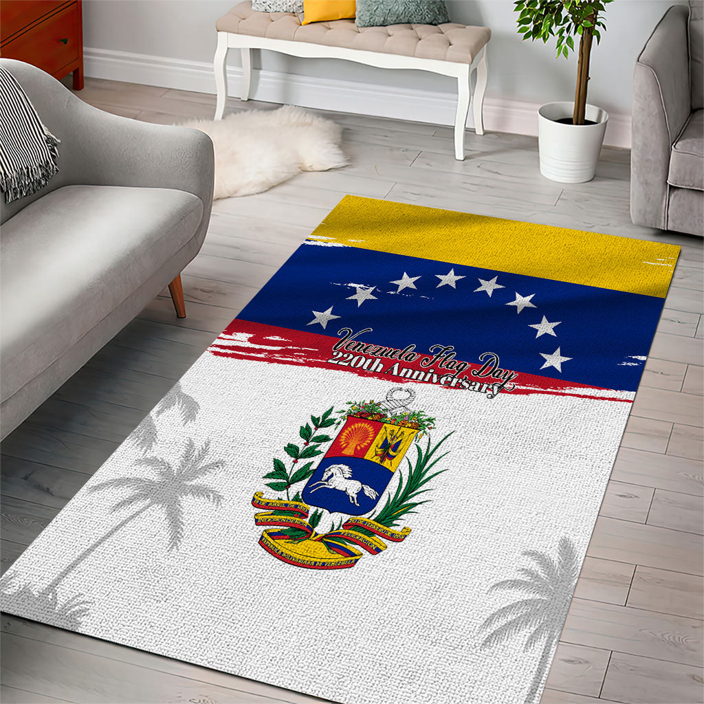 Venezuela Flag Day Area Rug 220th Anniversary Coat Of Arms Palm Tree Silhouette