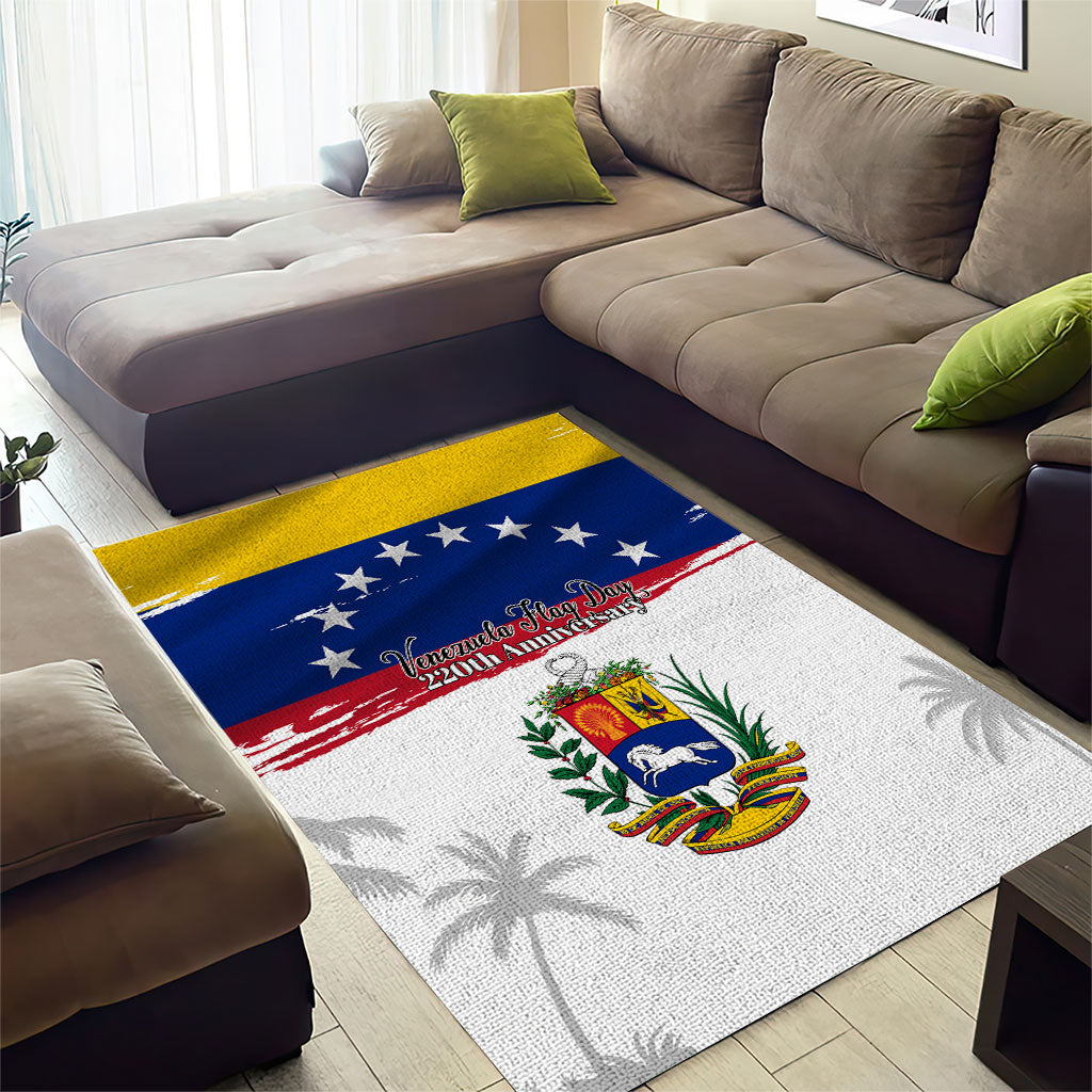 Venezuela Flag Day Area Rug 220th Anniversary Coat Of Arms Palm Tree Silhouette