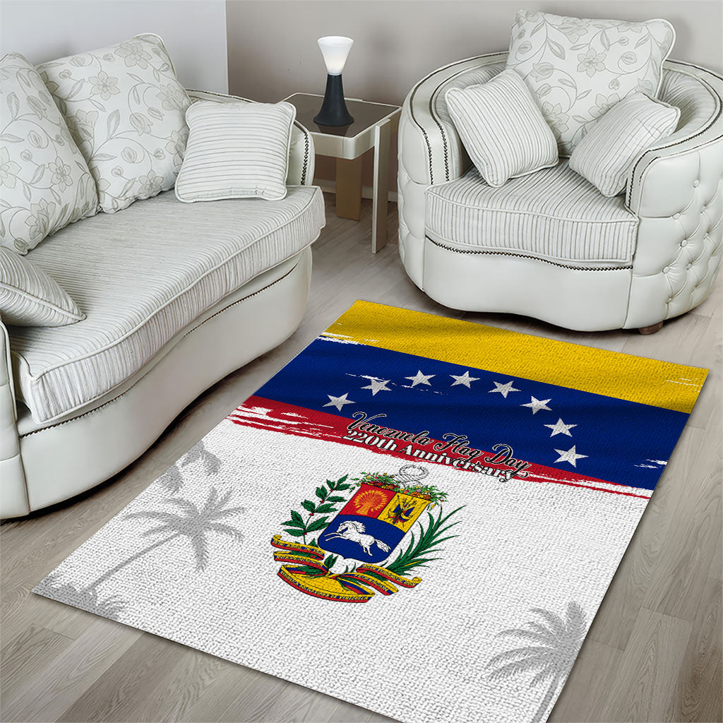Venezuela Flag Day Area Rug 220th Anniversary Coat Of Arms Palm Tree Silhouette
