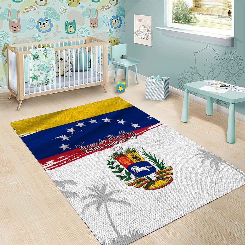 Venezuela Flag Day Area Rug 220th Anniversary Coat Of Arms Palm Tree Silhouette