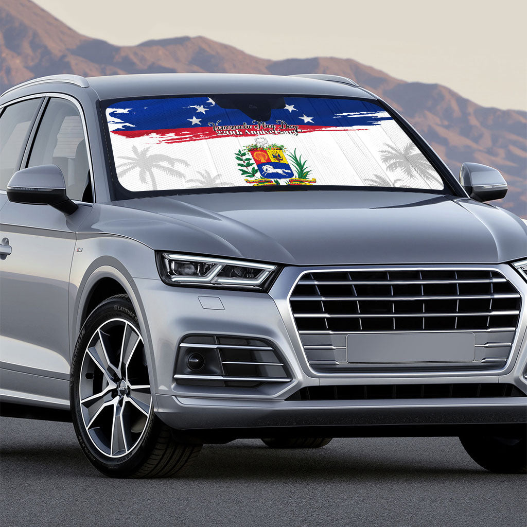 Venezuela Flag Day Auto Sun Shade 220th Anniversary Coat Of Arms Palm Tree Silhouette