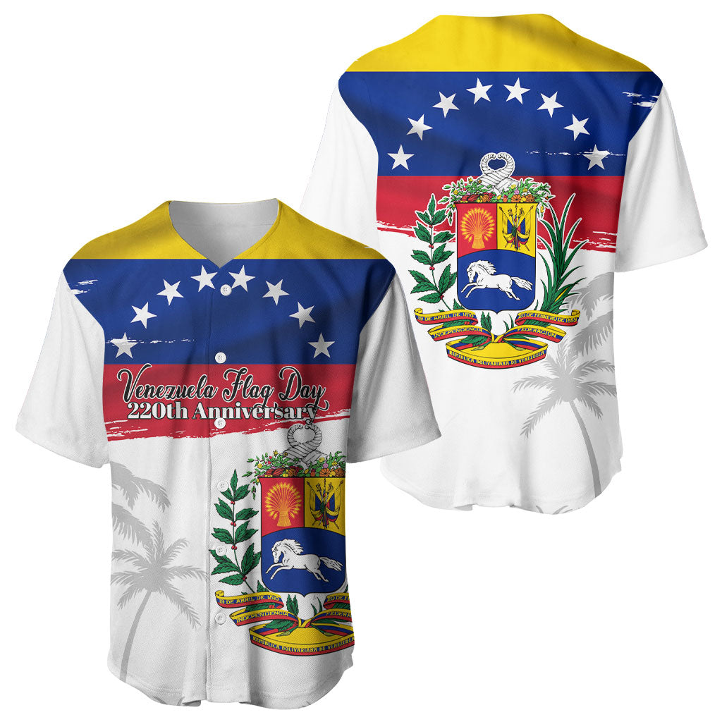 Venezuela Flag Day Baseball Jersey 220th Anniversary Coat Of Arms Palm Tree Silhouette