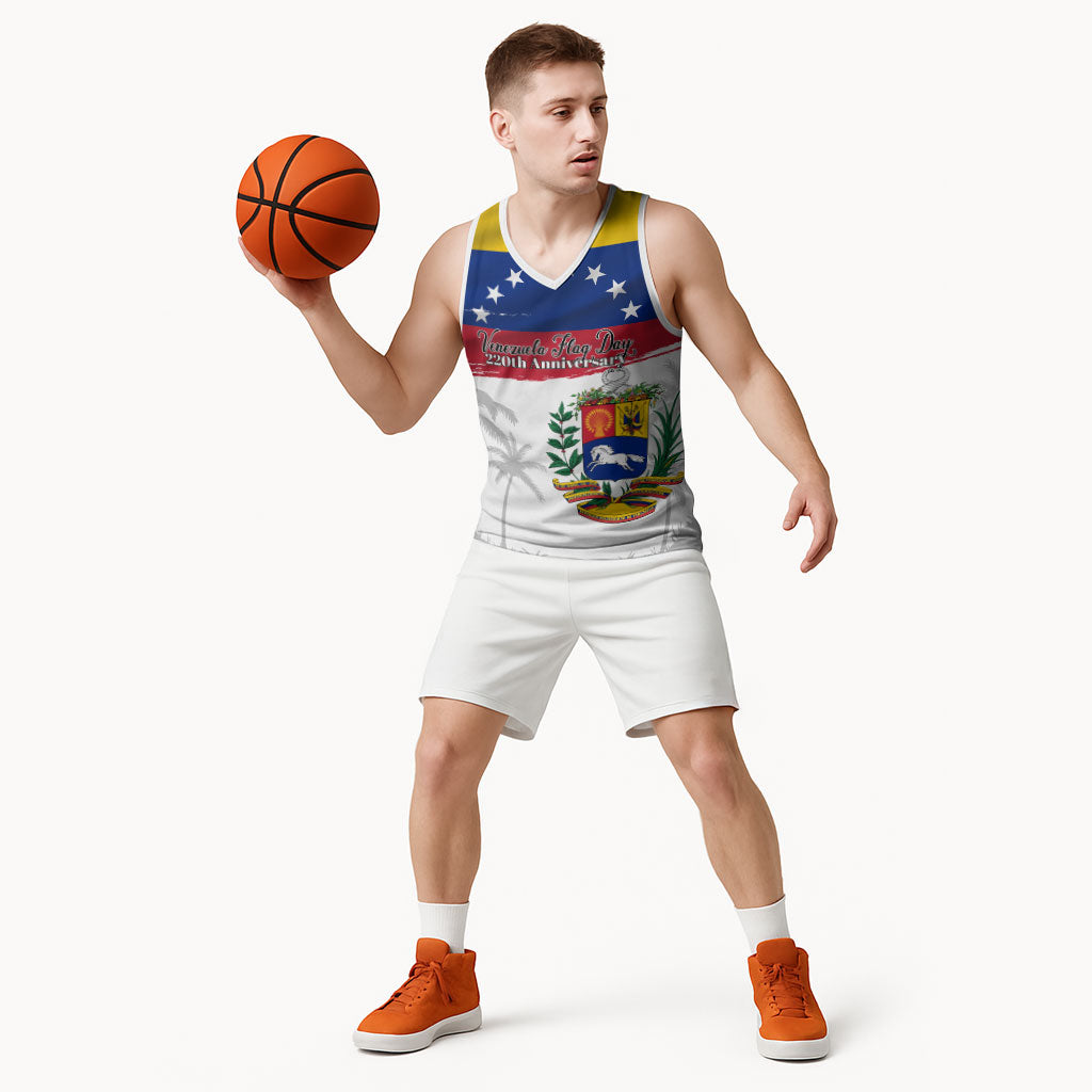 Venezuela Flag Day Basketball Jersey 220th Anniversary Coat Of Arms Palm Tree Silhouette
