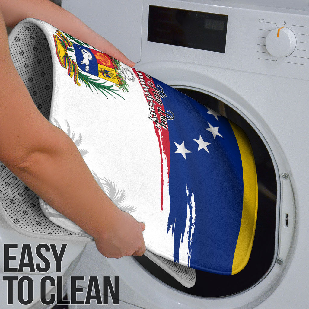 Venezuela Flag Day Bathroom Set 220th Anniversary Coat Of Arms Palm Tree Silhouette