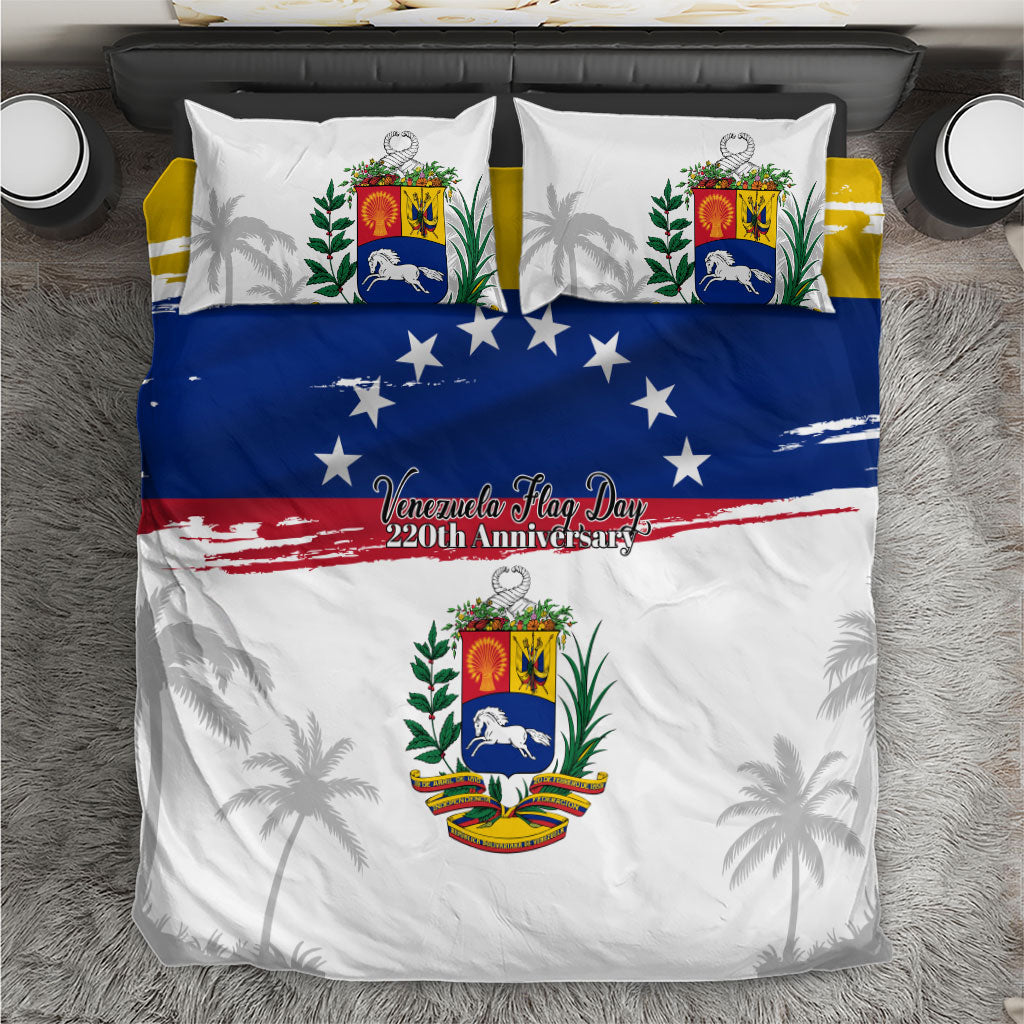 Venezuela Flag Day Bedding Set 220th Anniversary Coat Of Arms Palm Tree Silhouette