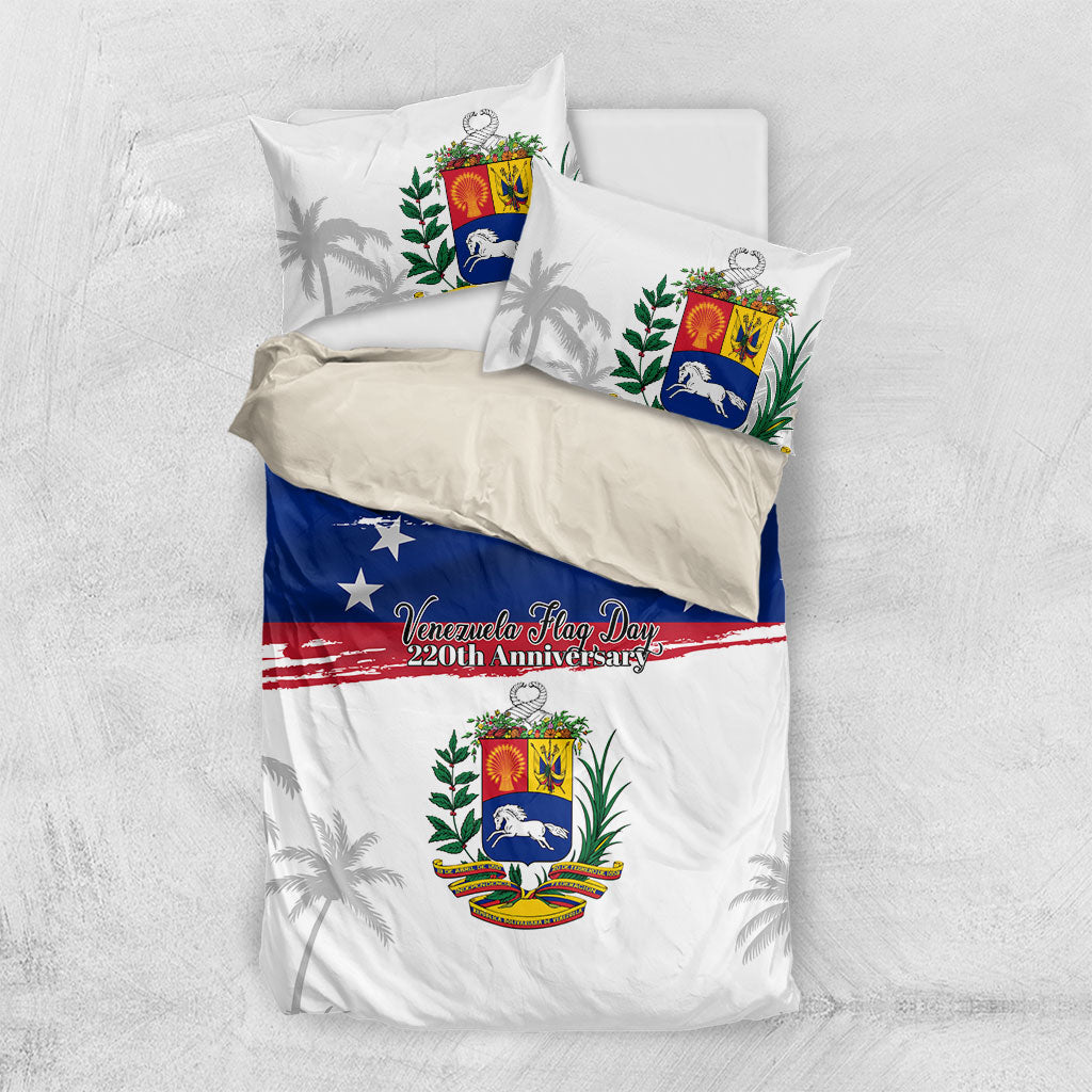 Venezuela Flag Day Bedding Set 220th Anniversary Coat Of Arms Palm Tree Silhouette