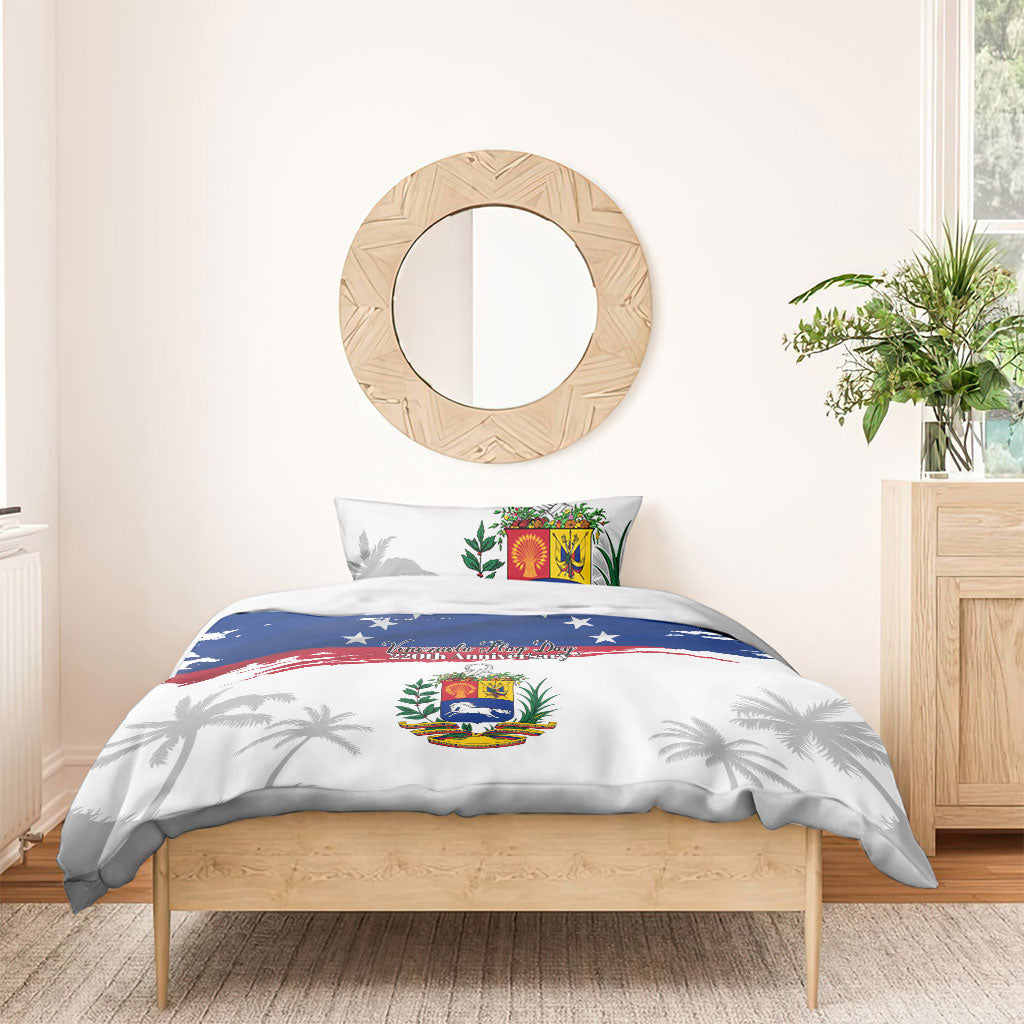 Venezuela Flag Day Bedding Set 220th Anniversary Coat Of Arms Palm Tree Silhouette