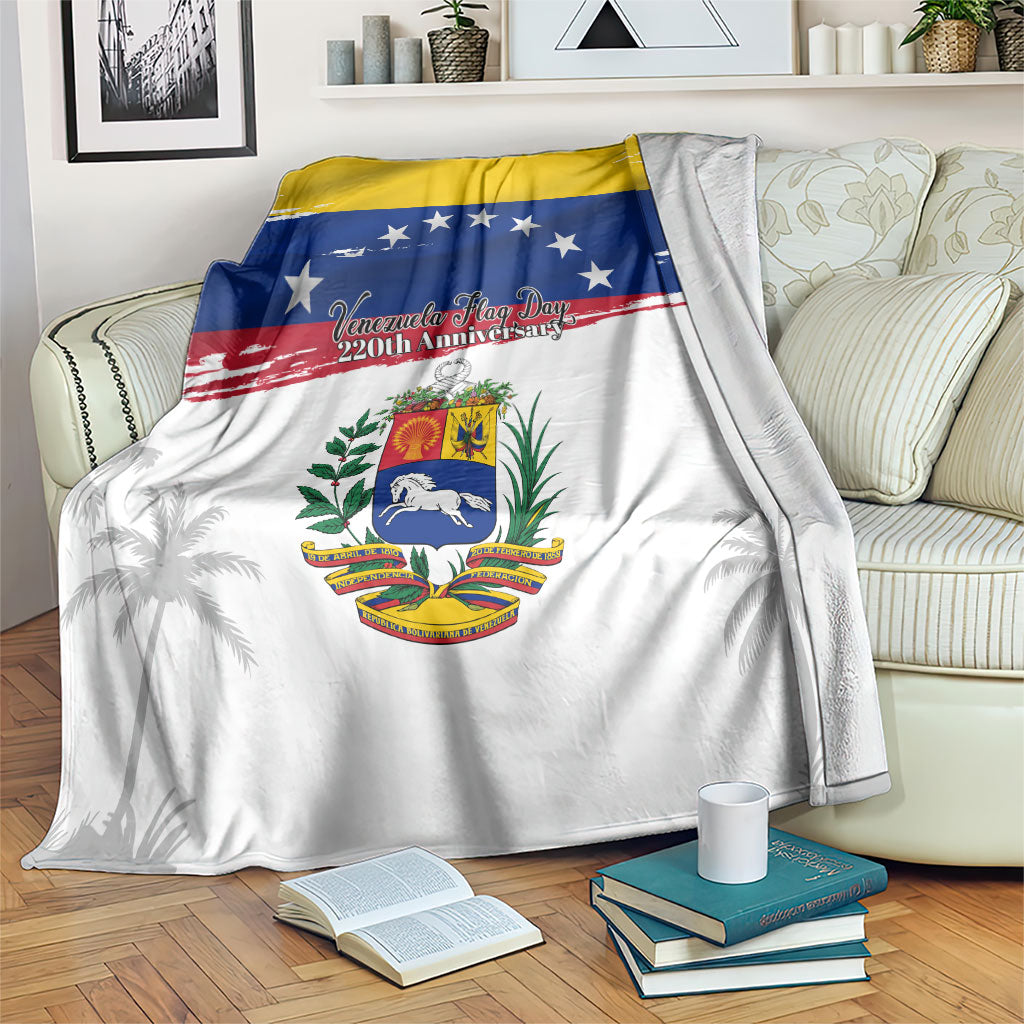Venezuela Flag Day Blanket 220th Anniversary Coat Of Arms Palm Tree Silhouette