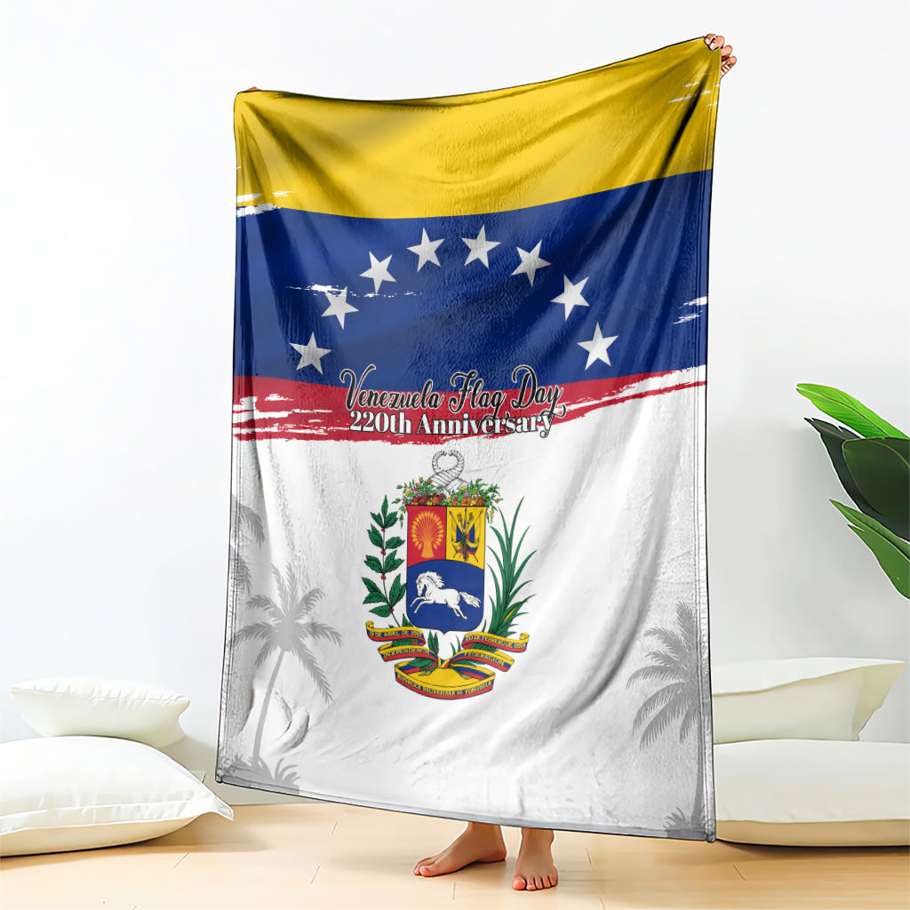 Venezuela Flag Day Blanket 220th Anniversary Coat Of Arms Palm Tree Silhouette
