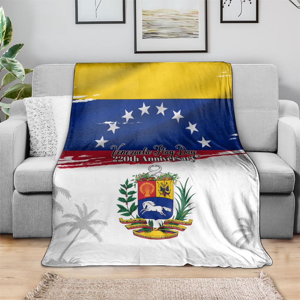 Venezuela Flag Day Blanket 220th Anniversary Coat Of Arms Palm Tree Silhouette